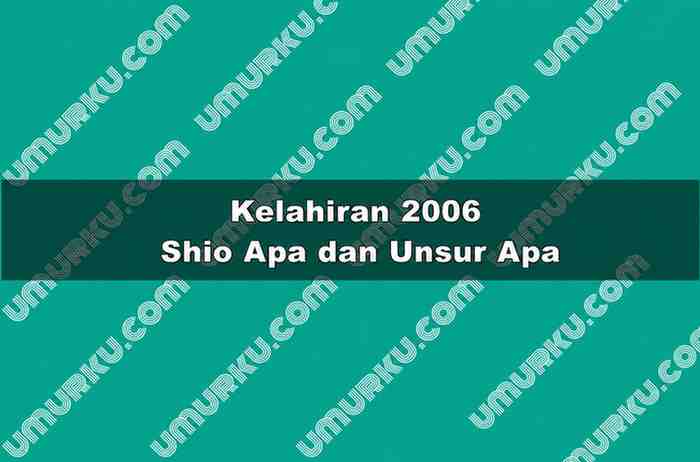 Kelahiran 2006 Shio Apa dan Unsur Apa