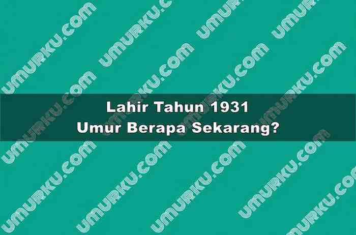 Lahir Tahun 1931 Umur Berapa Sekarang