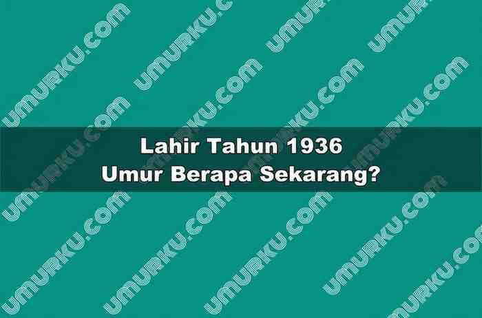Lahir Tahun 1936 Umur Berapa Sekarang