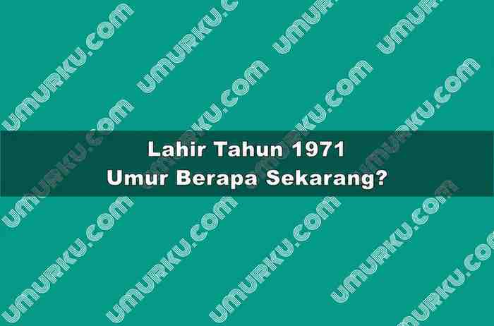 Lahir Tahun 1971 Umur Berapa Sekarang