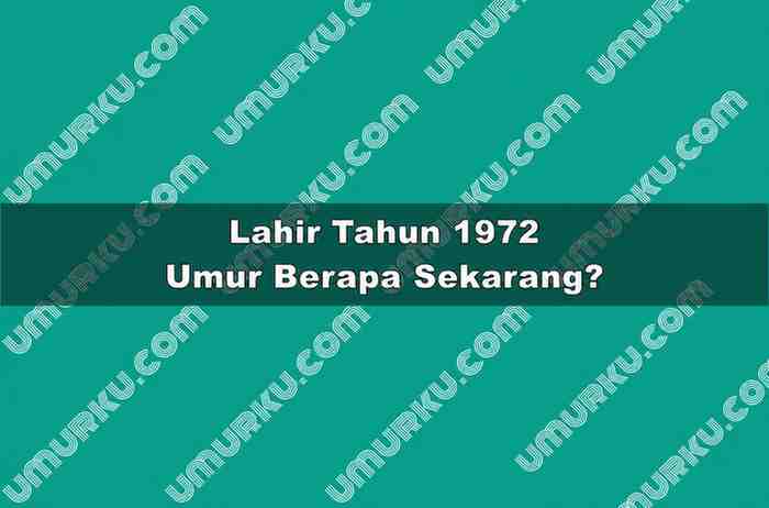 Lahir Tahun 1972 Umur Berapa Sekarang