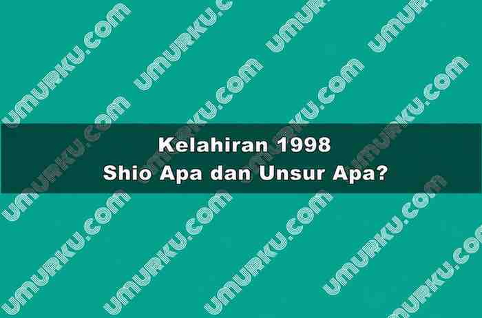 Kelahiran 1998 Shio Apa dan Unsur Apa