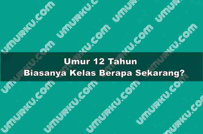 Umur 12 Tahun Kelas Berapa Sekarang