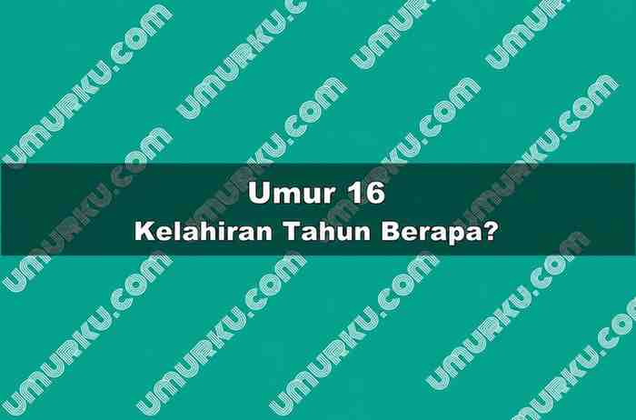 Umur 16 Kelahiran Tahun Berapa