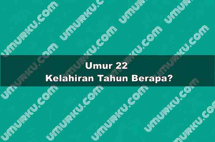 Umur 22 Kelahiran Tahun Berapa