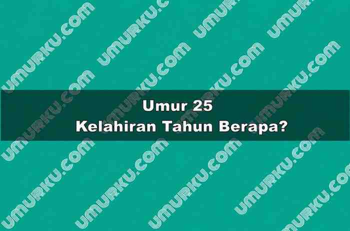 Umur 25 Kelahiran Tahun Berapa