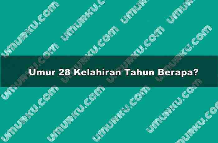 Umur 28 Kelahiran Tahun Berapa