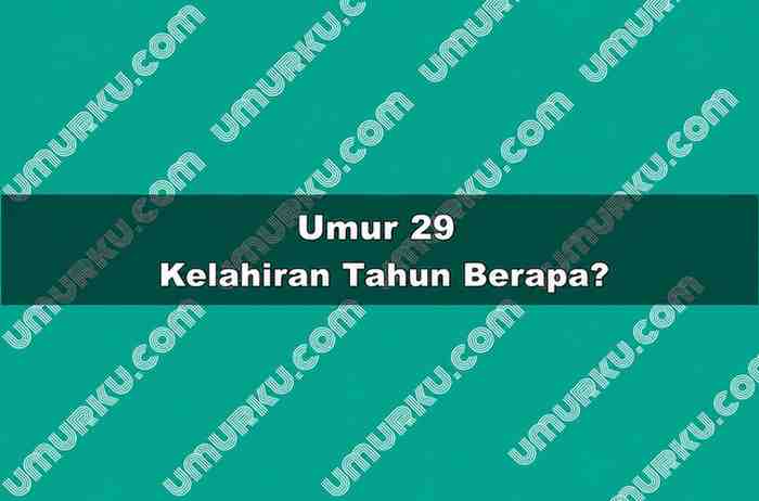 Umur 29 Kelahiran Tahun Berapa
