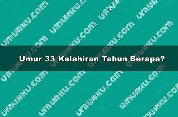 Umur 33 Kelahiran Tahun Berapa