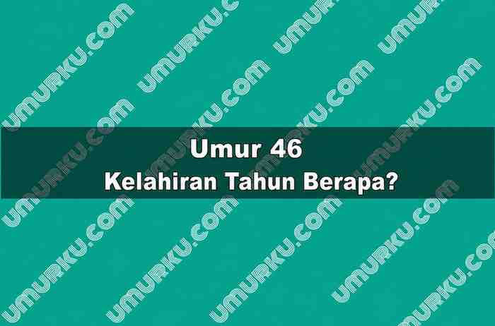 Umur 46 Kelahiran Tahun Berapa