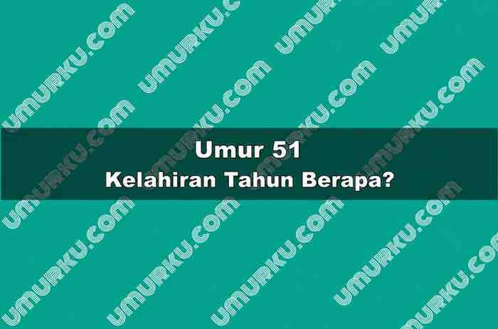 Umur 51 Kelahiran Tahun Berapa
