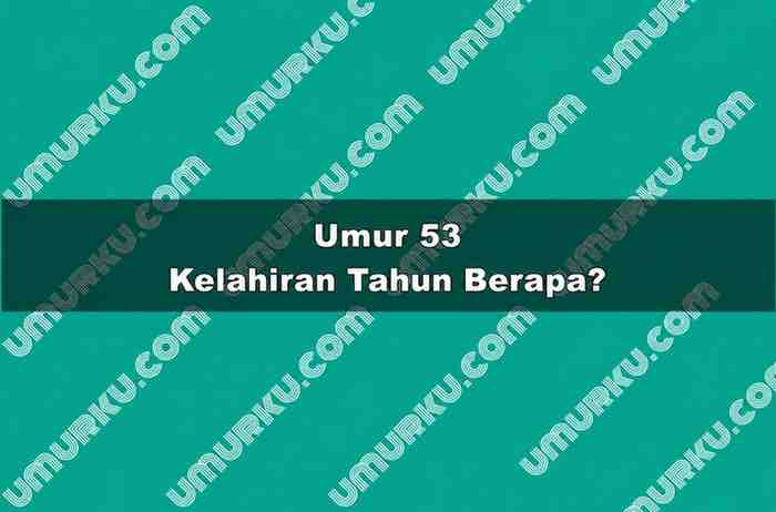 Umur 53 Kelahiran Tahun Berapa