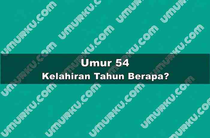 Umur 54 Kelahiran Tahun Berapa