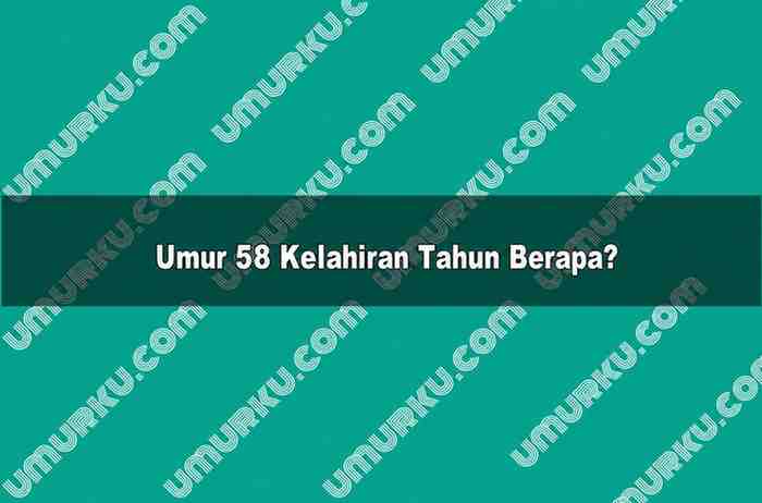 Umur 58 Kelahiran Tahun Berapa
