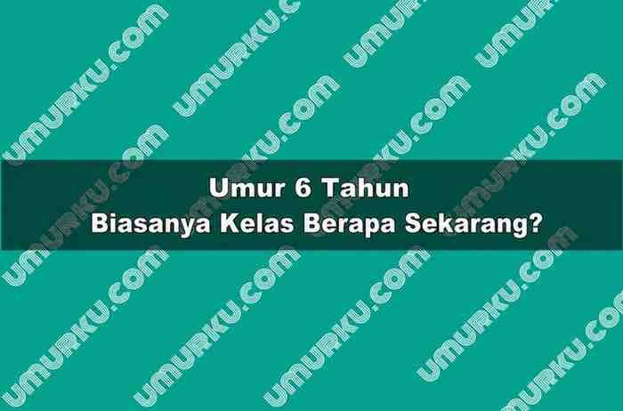 Umur 6 Tahun Kelas Berapa Sekarang