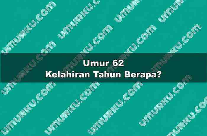 Umur 62 Kelahiran Tahun Berapa