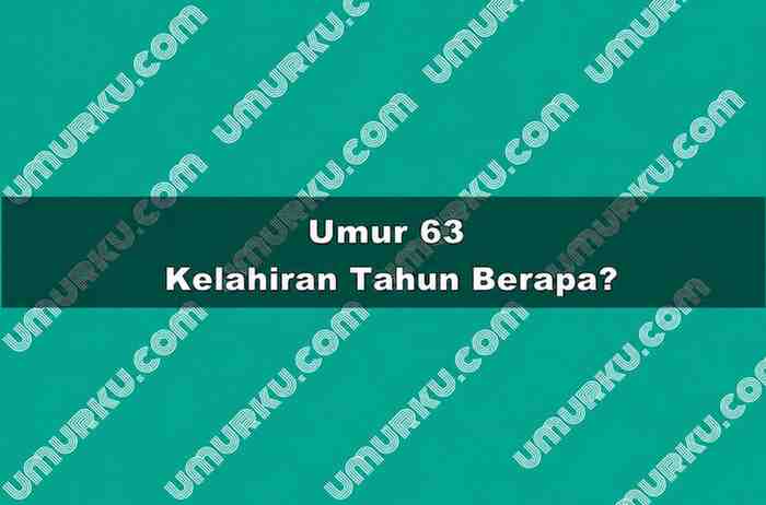 Umur 63 Kelahiran Tahun Berapa