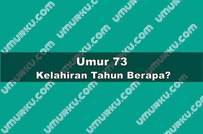 Umur 73 Kelahiran Tahun Berapa