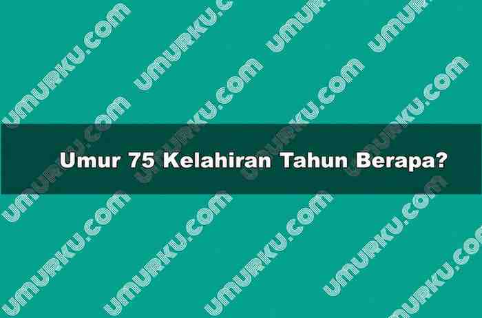 Umur 75 Kelahiran Tahun Berapa