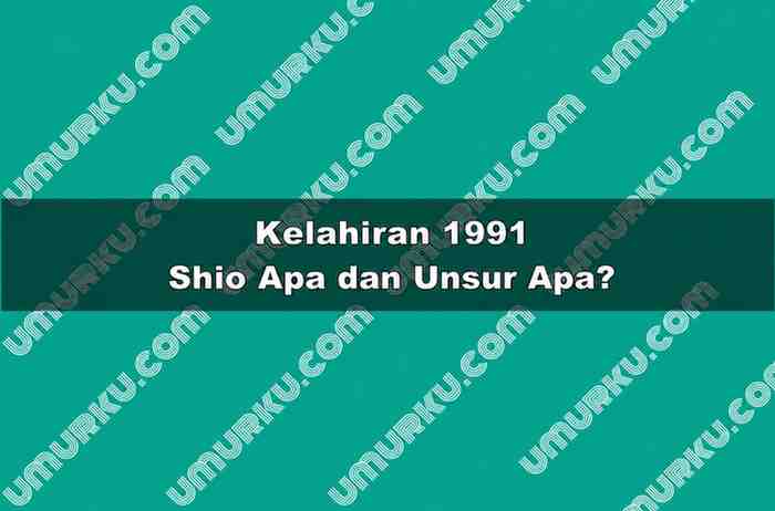 Kelahiran 1991 Shio Apa dan Unsur Apa
